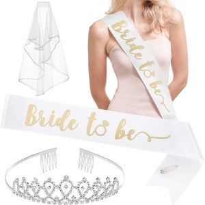 Ensemble de voile et diadème en satin pour future mariée, couleur or rose, accessoires de mariage pour la fête nuptiale - Product Image 2
