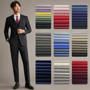 High Quality Stripe Polyester Viscose Twill Fabric Eco-Friendly Stretch Men's Trousers Pants Suit Material for Dress Garment