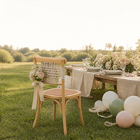 Chaise de salle à manger MULIGNA en rotin rétro avec dossier en corde tressée, idéale pour la location dans les hôtels, restaurants et mariages