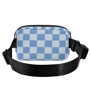 Nueva llegada: Riñonera deportiva unisex de poliéster impermeable con estampado a cuadros azules personalizada para correr - Product Image 2