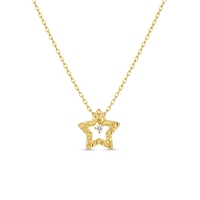 Kalung Rantai Pentagram Berongga CZ Perak Sterling 925 Berlapis Emas Hipoalergenik Perhiasan Berputar