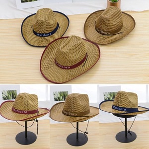 Fashionable Ethnic Dobby Style Natural Grass Men's Summer Hollow-out Big-brim Sun Cowboy <strong>Hat</strong> Outdoor Breathable Fishing <strong>Hat</strong> - Product Image 2