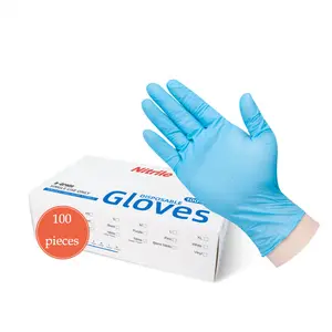 Professional Safety Synthetic Nitrile Rubber 0.06-0.09mm Mix Thick Gloves Tattoo Nitrile Gloves Dark Blue With Powder Free