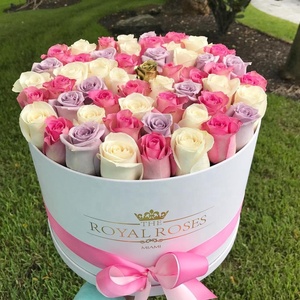 Scatola di imballaggio regalo con cappello di forma rotonda personalizzata di lusso per fiori - Product Image 3