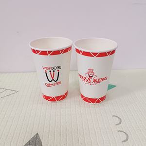 Gobelet en papier jetable à paroi simple avec couvercle, personnalisé avec logo couleur, pour boissons froides ou chaudes (café glacé, eau), 16oz 24oz, économique - Product Image 6