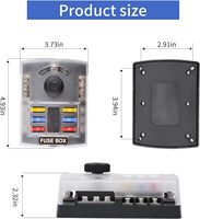 Boîtier de fusibles 6 voies 12V avec indicateur LED 300/45A, couvercle anti-poussière, bornes positives individuelles 6 voies, barre omnibus négative, porte-fusibles DC