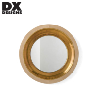 Miroir mural rond DX Designs avec cadre en daim et accents métalliques dorés, miroir décoratif pour salon, décoration murale pour la maison