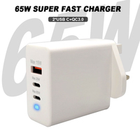 65W GaN PD USB Type C Chargeur Portable Rapide Adaptateur Mural pour iPhone Samsung 16 Pro Max 25A Sortie EU US Standard PD 3.0 Fonction