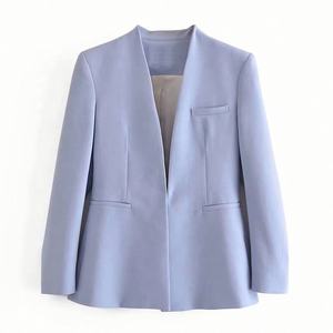 2025春夏新款女式休闲百搭无领长袖西装外套带垫 - Product Image 6