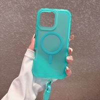 Coque de téléphone transparente antichoc mate pour iPhone 18 17 16 15 14 13 Pro Max avec sangle et cordon