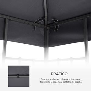 Outsunny 3x3m 2 Tier Gazebo resistente a los rayos UV Techo de repuesto Gris oscuro - Product Image 5