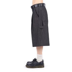 Shorts plissés pour hommes en coton 100% style streetwear hip-hop, multi-poches, logo personnalisé, classiques, rayés noirs, vente en gros - Product Image 6