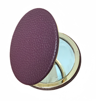 Miroir de maquillage compact de voyage personnalisé, éclairé, grossissant 2x, double, vierge, gravable au laser, en similicuir, format poche