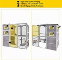 Maison pour chat en bois, utilisation intérieure et extérieure, grande enclos pour chat, version améliorée, cage Catio, bande renforcée, toit imperméable