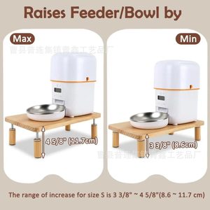 Comedero automático elevado de madera maciza para gatos y perros con base dispensadora de agua - Product Image 5