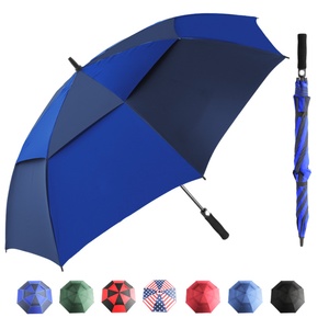 Semi-Automatic Open Vented Windproof Pongee Fiberglass Frame Straight <b>Umbrella</b> for High Wind Conditions Outdoor Sports - Product Image 2