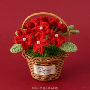 Panier de fleurs en pot multi-têtes « Ne me quitte pas », petit panier à fleurs tricoté, panier à fleurs coloré fait main au crochet - Product Image 4
