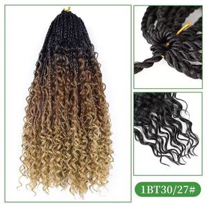 Water Wave Crochet <b>Braid</b> Hair 100g Three Strand <b>Box</b> <b>Braids</b> Pre Looped Hair <b>Extension</b> for African Women Salon Braiding - Product Image 1