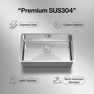 Fregadero de cocina bajo encimera hecho a mano de acero inoxidable SUS304 de calibre 18 con certificación CUPC, 740 mm, cuenco único, con revestimiento silencioso y anticongelante, se acepta OEM - Product Image 6