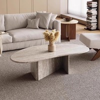 Design moderne personnalisé Table basse en travertin beige et marbre Meubles de salon en pierre naturelle pour la maison