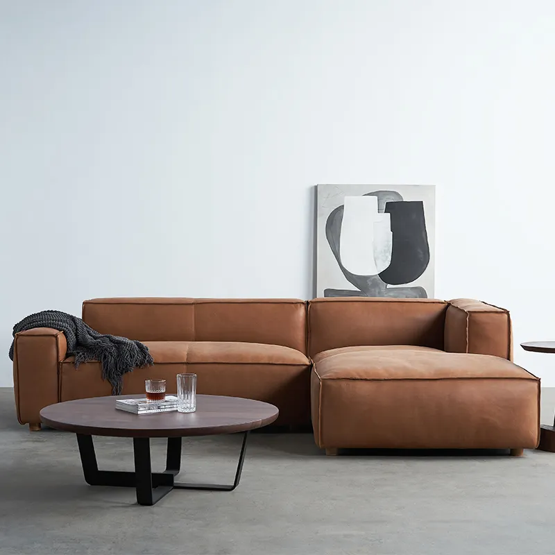 FINNNAVIANART modernes Sofa Wohnzimmer Kombinationsmöbel Import erste Schicht Rinderleder in dickes Ledersofa