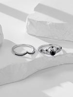 Bague empilable de luxe vintage en cuivre plaqué platine avec zircon, 2 pièces/ensemble, pour femme, micro-pavé étincelant, sertissage griffe