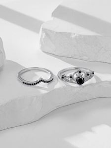 Platinum Plated Luxury Crown Zircon Stacked <b>Ring</b> 2pcs/set for Women Mirco Pave Sparkling Bling Zirconium <b>Diamond</b> <b>Ring</b> for Women - Product Image 6