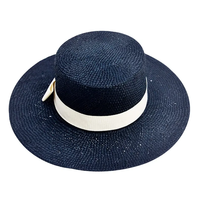 Индивидуальная пляжная плоская соломенная шляпа сизаля ручной работы