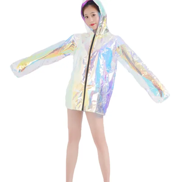패션 방수 지퍼 업 OEM 맞춤형 소프트 쉘 반사 무지개 빛깔의 자켓