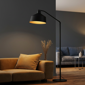 Lampe sur pied LED moderne en métal noir avec base E27, design luxueux, angle réglable, lampe de lecture pour salon et chambre à coucher - Product Image 3