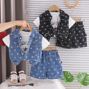 Ensemble de Vêtements d'Été pour Garçons 2026 Nouveau Style Western <span class=keywords><strong>Gilet</strong></span> en Jean Coton Tendance et Short à Manches Courtes pour Petits Enfants - Product Image 2