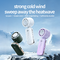 Ventilateur de poche USB Hxtc88 avec cordon, mini ventilateur portable pliable rechargeable 3000 mAh avec plaque de refroidissement à air froid