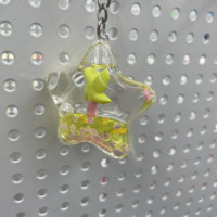 Porte-clés personnalisé en acrylique transparent avec figurine flottante et paillettes, pendentif mignon pour cadeaux et organisation des clés en forme d'étoile