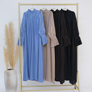 Sharut 2025 vente en gros Dubai Abaya luxe Satin modeste robe musulmane femmes Eid é<span class=keywords><strong>l</strong></span>égant personnalisé modeste paillettes brillant scintillant Abaya - Product Image 5