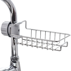 Support mural en acier inoxydable à un niveau pour robinet, idéal pour égoutter les éponges de cuisine et ranger les chiffons sous l'évier. - Product Image 6