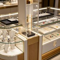 Holz-Schmuckvitrine mit LED-Beleuchtung, Umweltfreundliches & Langlebiges Design für Juweliergeschäfte