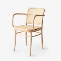 Chaise de salle à manger en bois massif de style moderne et luxueux, nouveau design simple, fauteuil à un seul accoudoir en rotin et en cannage
