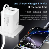 Câble rétractable double port Type-C GAN Chargeur mural à charge rapide 65W PD Block USB C Low quantité minimale de commande pour Samsung pour Xiaomi Laptop