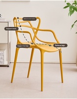 Chaise de salle à manger ergonomique en plastique empilable, design moderne, pour intérieur/extérieur, avec dossier et accoudoirs – Mobilier de maison coloré à prix de gros