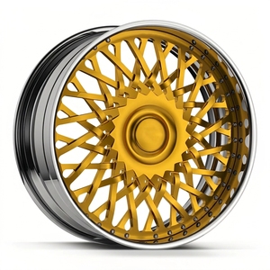 Roues forgées concaves JC Custom 24/26/28 pouces 5*127/120.65mm avec face dorée et bord chromé, et volant personnalisé assorti - Product Image 1