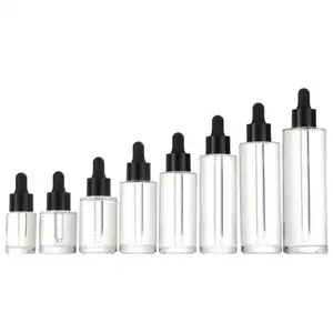 Luxury Empty Cosmetic Round Matte Frosted Face Serum Bottle 30ml 50ml 100ml Essential Oil Glass Dropper Bottle