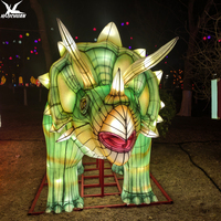 Lanternes LED 3D imperméables en forme de dinosaure en soie, lanternes artisanales lumineuses pour le Nouvel An, lanternes de festival pour la décoration extérieure