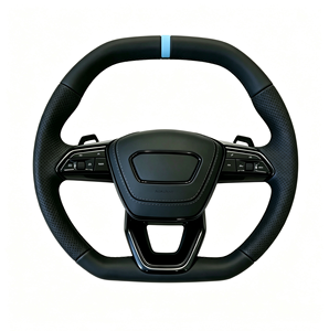 Volant en cuir pleine fleur à fond plat personnalisable, très demandé, pour <span class=keywords><strong>Audi</strong></span> RS A3 A4 A5 A6 <span class=keywords><strong>R8</strong></span> S3 S4 S5 Q3 Q5 Q7 A7 S7 RS3 RS5 RS6 - Product Image 1