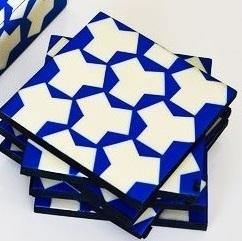 ถาดรองกระดูกวอลนัทไม้แบบคลาสสิกเป็นมิตรต่อสิ่งแวดล้อมถาดรองแก้วทรงสี่เหลี่ยมสีฟ้าลายดอกไม้หนา10มม. - Product Image 3