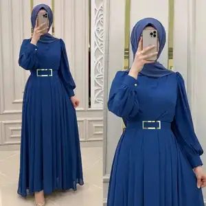 Supplier Custom 2023 Abaya Women Muslim Dress Turkish Robe Latest Designs Long Pleated Muslim Women Dubai From Islamic Clothing