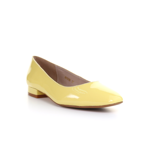 Ballerine in Pelle Verniciata con Punta Quadrata (Giallo) - Product Image 3