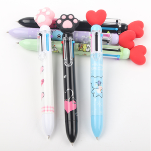 Stylo bille pour enfants, 6 couleurs, avec forme 3D mignonne en forme de cœur/patte, logo personnalisé en couleur, stylo 6 en 1, papeterie - Product Image 2