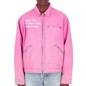 Custom High Quality Crop Washed Work Custom Logo Designer Outdoor Vintage Custom <b>Jacket</b> for Man <b>Denim</b> <b>Jacket</b> in <b>Pink</b> - Product Image 1