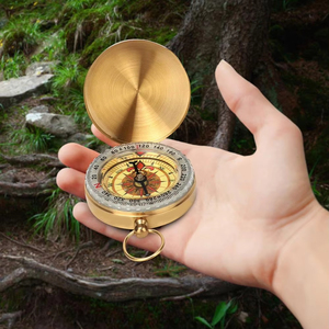 Brújula para <span class=keywords><strong>nuevo</strong></span> acampar al aire libre Senderismo Bolsillo portátil Latón Cobre dorado Brújula Navegación con pantalla Noctilucence - Product Image 1