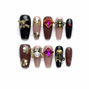 Uñas postizas de moda con diseño preestablecido, acabado mate y brillante, de cobertura completa, tipo stiletto largo, de PMMA con certificación CE, para dedos. - Product Image 1